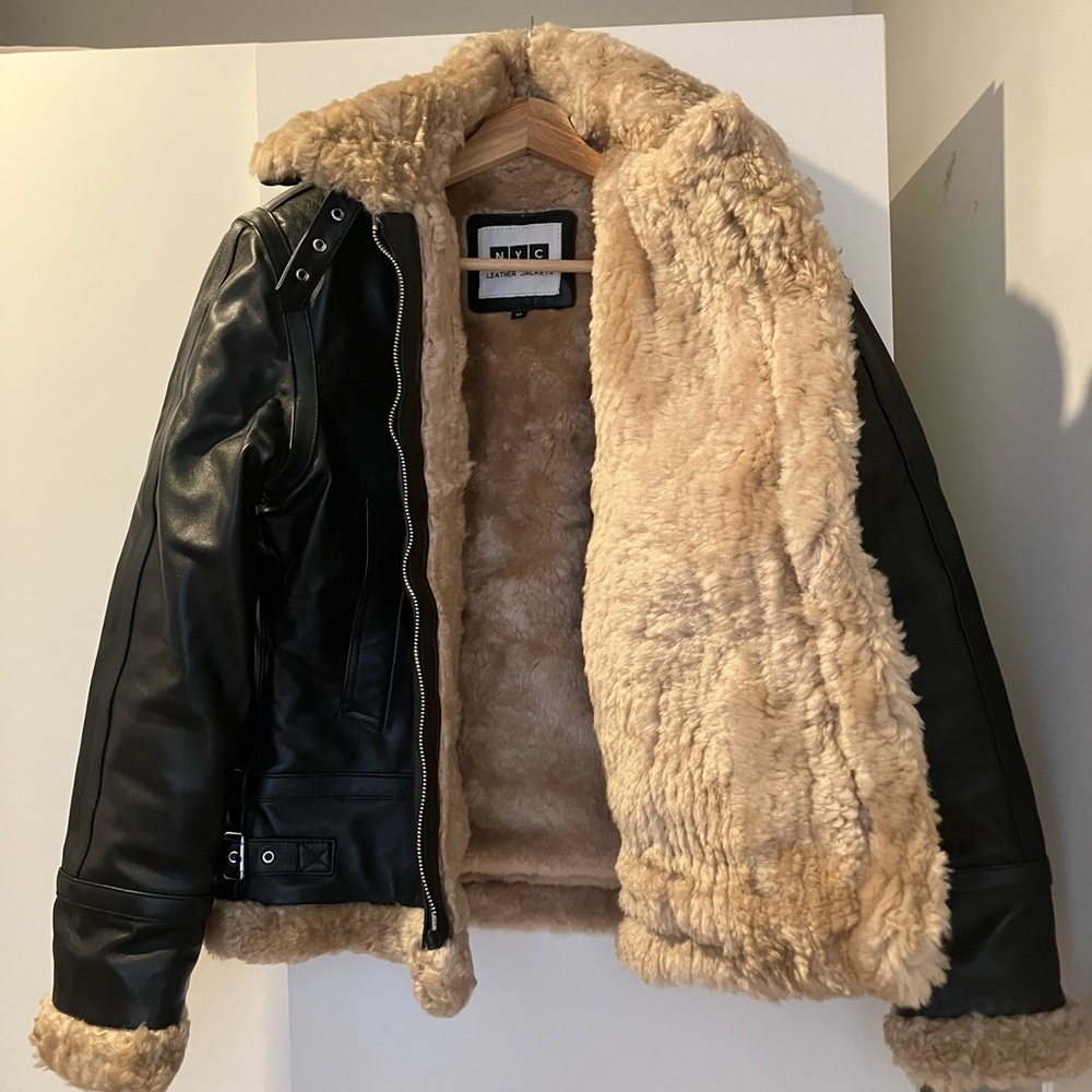 NYC Black and Tan Shearling Jacket